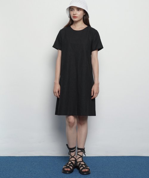 Musinsa Abon Woman Cool Linen Mini Dress Black