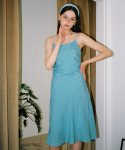 살롱 드 욘(SALON DE YOHN) Waist Shirring Slip Dress_ Blue
