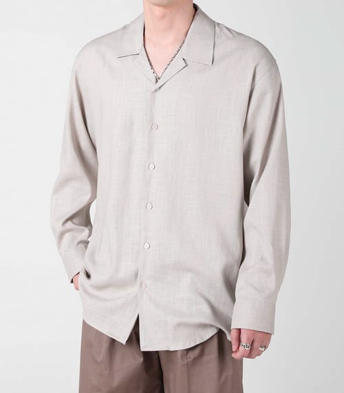 Musinsa Avandress Loose Open Collar Linen Shirt Gray