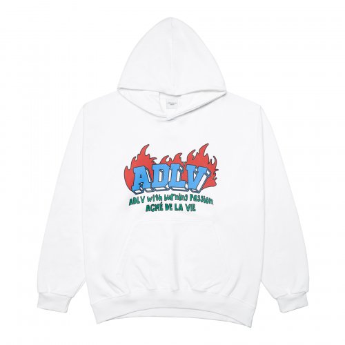 MUSINSA公式 acmé de la vie FIRE LOGO HOODIE WHITE