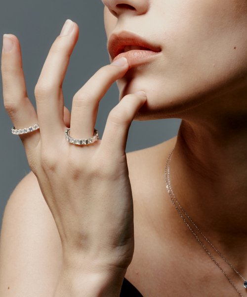 RAINDROP JEWELRY - Raindrop Princess Bar Set Eternity Ring [S925]
