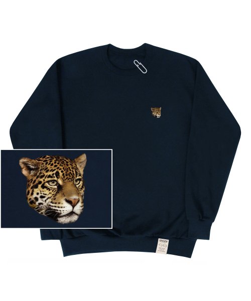 Musinsa Graver Unisex Small Real Leopard White Clip Sweatshirt Navy