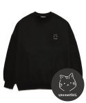 밴웍스(VANNWORKS) 고양이 오버핏  맨투맨 (VNCTS408) 블랙