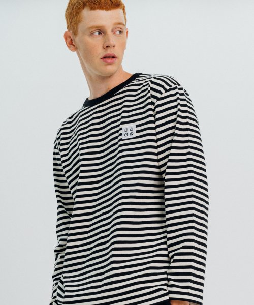 MUSINSA公式 IAER Symbol Logo Patch Long Sleeve T Shirt Stripe