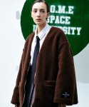 씨오엠이(COME) [UNISEX] Reversible Faux Fur Cardigan Coat (Dark Brown)