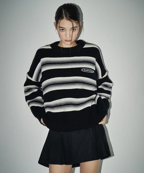 MUSINSA公式 ROSÉ FRANTZ Stripe Wool Knit Black