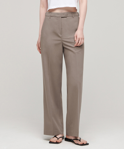 [Cooltandard] Women's Wide Hidden Banding Slacks [Dusty Beige]