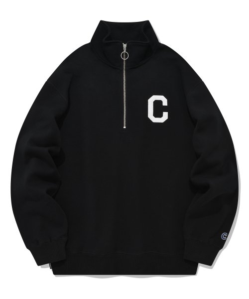 Musinsa Covernat C Logo Half Zip Up Sweatshirt Black