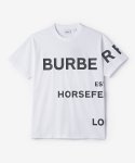 버버리(BURBERRY) 여성 호스페리 프린트 코튼 오버사이즈 반소매 티셔츠 - 화이트 / 8048748