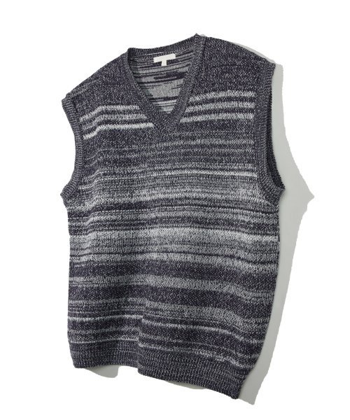 MUSINSA公式 KIIMUIR Irregular stripe knit vest ink navy