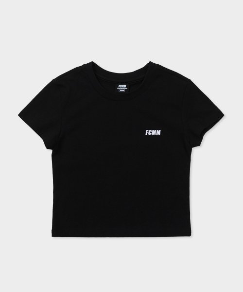 우먼스 숏슬리브 크롭 티셔츠 - 블랙