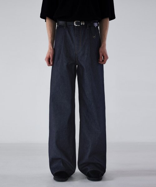 Musinsa Garment Lable Exclusive Wide Denim Pants Indigo Blue