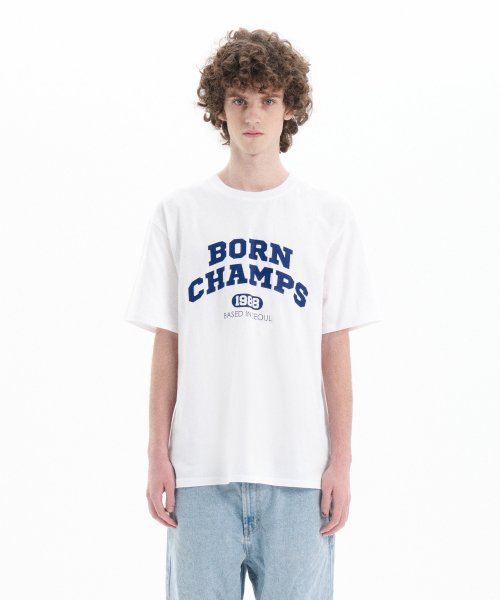 MUSINSA BORN CHAMPS BC ARCH LOGO T SHIRT B22ST10WH