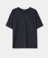 수피마 코튼 세미오버핏 U넥 티셔츠 (다크네이비)