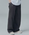 Two Tuck Wide Cotton Pants - Charcoal