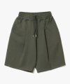 Deep One Tuck Sweat Shorts [Khaki]