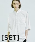 에스에스와이(SSY) [세트상품]스쿱 슬리브리스 나일론셔츠 & 모달티셔츠 화이트