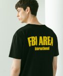미니멀코드(MINIMALCODE) 릴렉스핏 더블라운드넥 FBI 반팔티셔츠 블랙