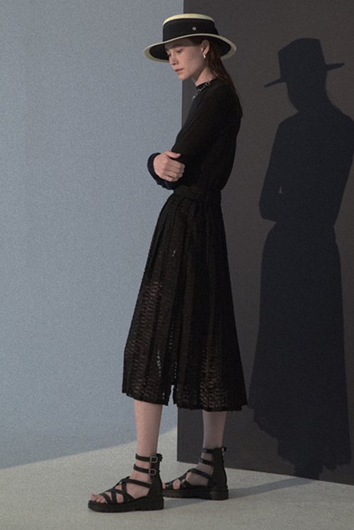 IMIRK - Button Pleated Skirt (Black)