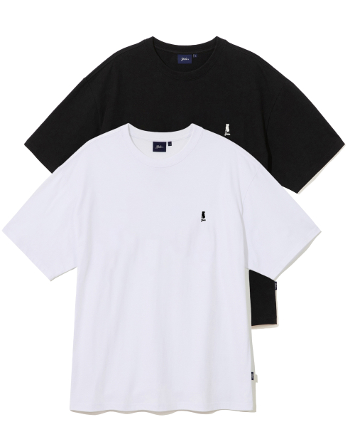 MUSINSA YALE 2PACK HERITAGE UNIVERSITY DAN TEE BLACK WHITE