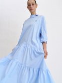엣드맹(ETDEMAIN) 슬리브 트위스트 롱 셔츠 드레스 (라이트 블루)