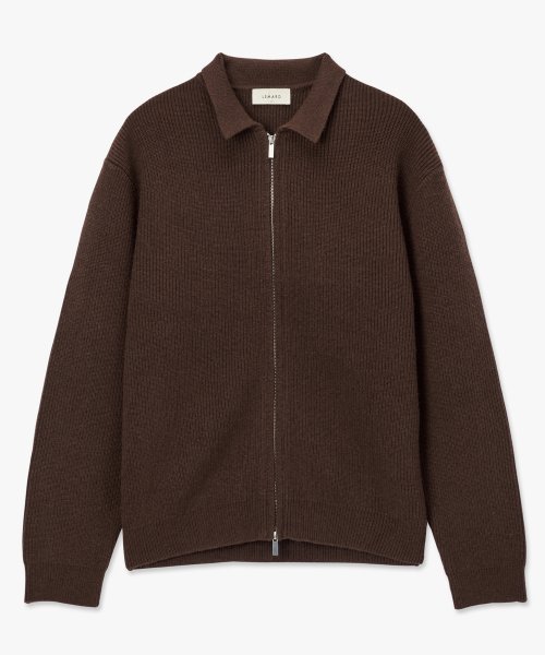 MUSINSA LEMARD Wool Semi Over Zip Up Knit Brown