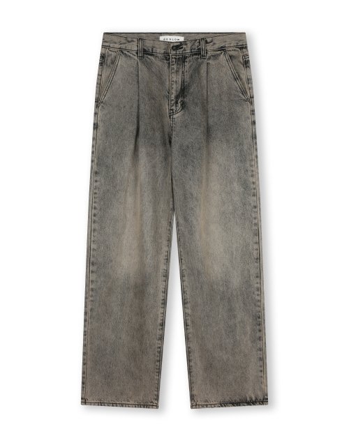 Musinsa Beslow Sand Washed One Tuck Denim Pants Sand Black