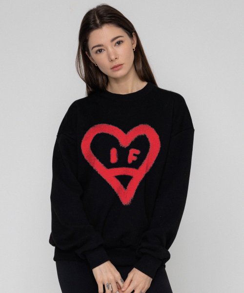 Musinsa Graver Unisex Big Heart Smile Spray Sweatshirt Black