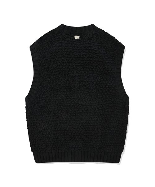 MUSINSA FALLETT Fuzzy Hairy Knit Sweater Vest Black