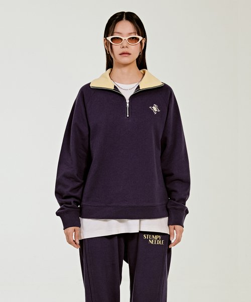 MUSINSA STUMPYNEE COLOR BLOCK HALF ZIP UP SWEATSHIRT NAVY