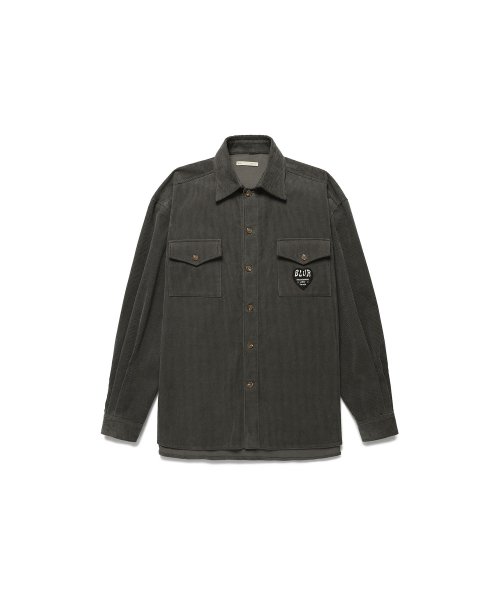 MUSINSA BLUR CORDUROY PATCH SHIRT GRAY