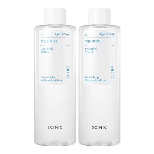 SCINIC - Two 500ml bottles of The Simple Calming Toner, large size.