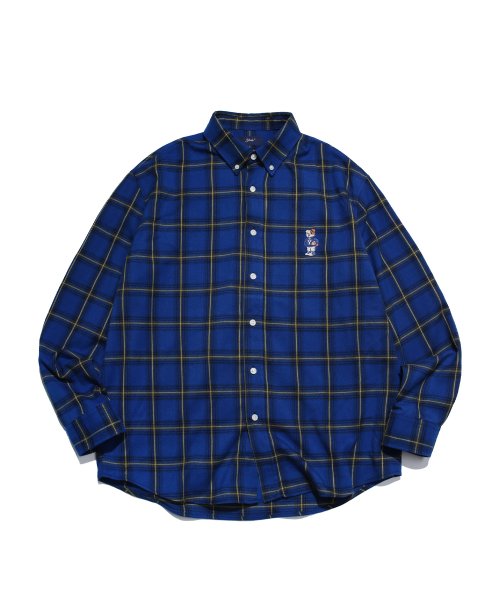 Musinsa Yale Embroidery University Dan Flannel Check Shirt Blue