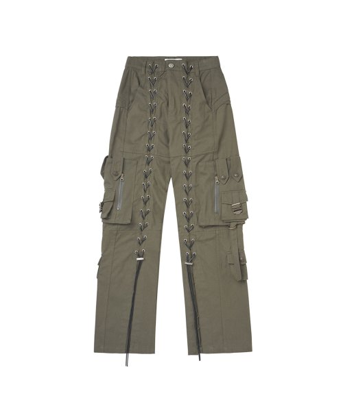 MUSINSA ULKIN LSD COLLECTION Runway String Detail Cargo Pants Khaki