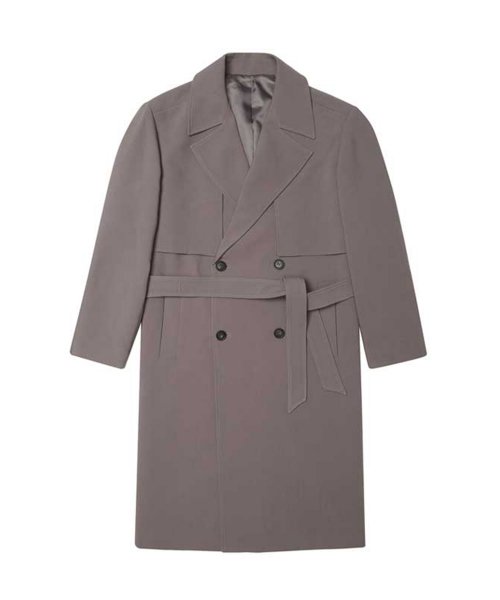 Men's semi-overfit trench coat (BROWN) [DARKGREY]