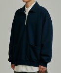 공백(GONGBAEK) Half Zip Pocket Sweat Shirt_Navy
