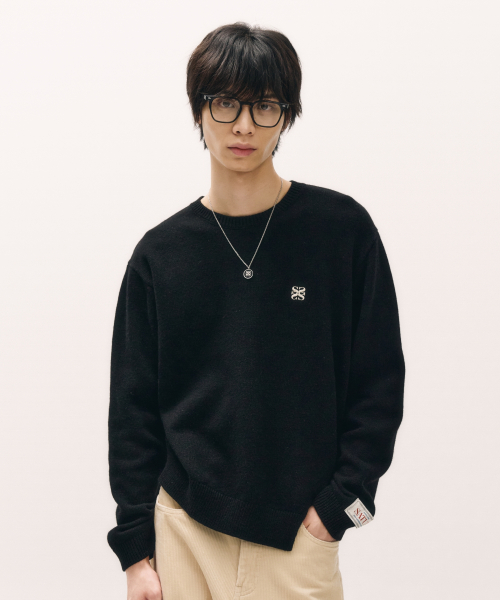 MUSINSA公式 SATUR Dublin unbalanced cashmere blend knit classic black