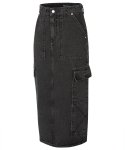 이에스씨 스튜디오(ESC STUDIO) cargo pocket denim long skirt (black)