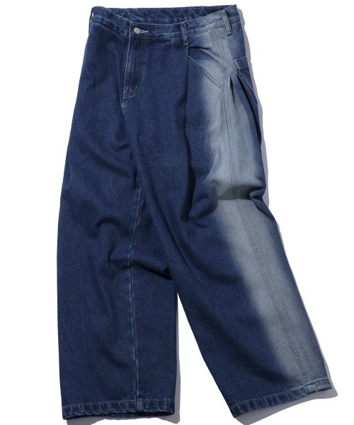 MUSINSA CPGN STUDIO Brushed Three Tuck Wide Denim Pants Indigo