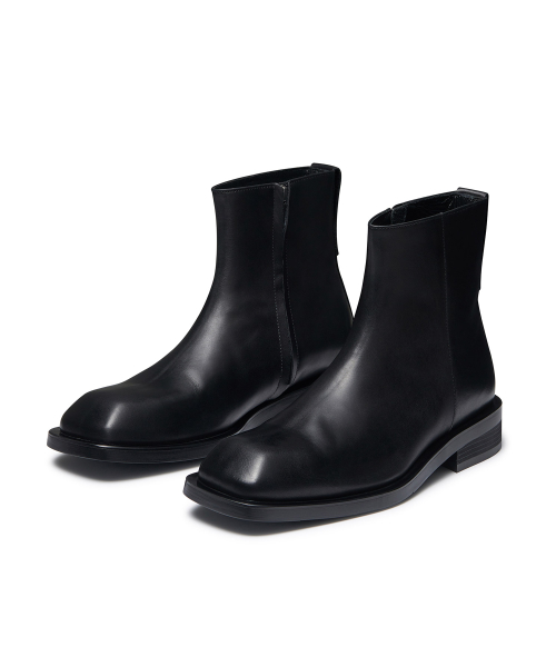 MUSINSA STANDARD - Trapeze Toe Ankle Boots [Black]
