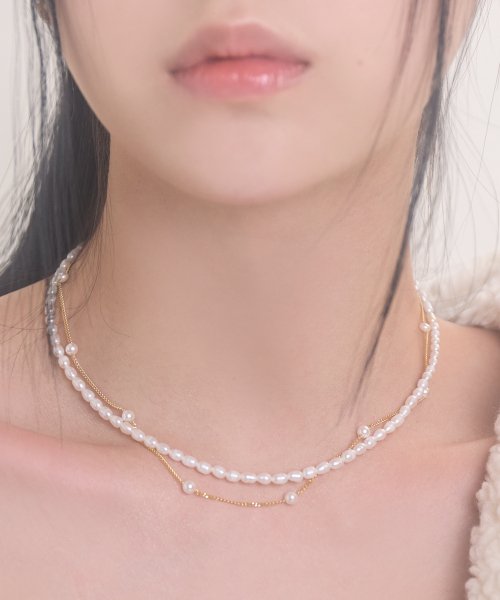 POSTLUDE - [SILVER] 10P 4SW CHAIN NECKLACE (2 COLORS)
