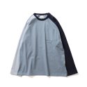 홀리선(HORLISUN) 21SS Fairview Raglan Color Variation Pocket T-shirts Blue Navy