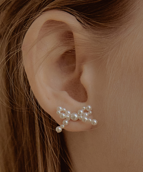 TATIANA - (SILVER925) Lovely Pearl Ribbon Earring EC1952