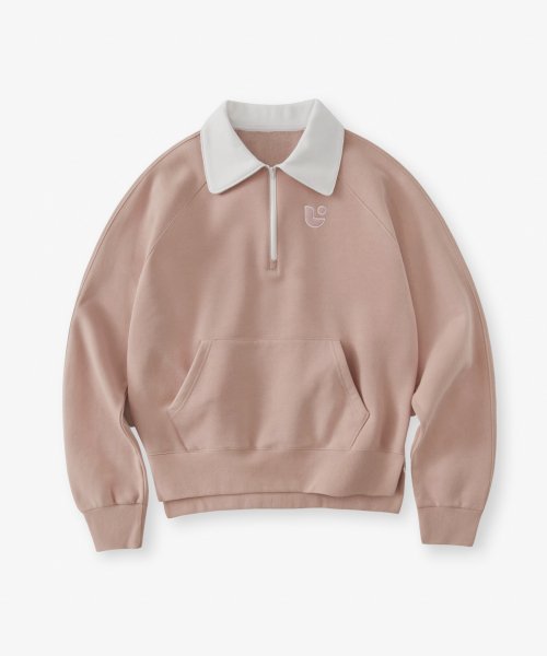 Musinsa Oro Woman Club Color Half Zip Up Sweatshirt Powder Pink