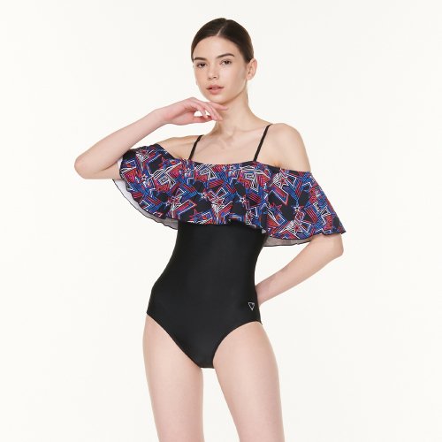 ZETES - Frill Dress Monokini Swimsuit STAR L_4A824