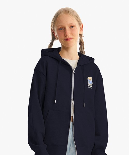 Musinsa Kirsh Witty Bunny Patch Hooded Zip Up Navy