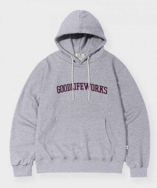 MUSINSA GLW Loose Fit Embroidered Logo Hood Gray