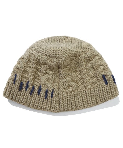 Musinsa Romantic Crown Cable Knit Bucket Hat Oatmeal