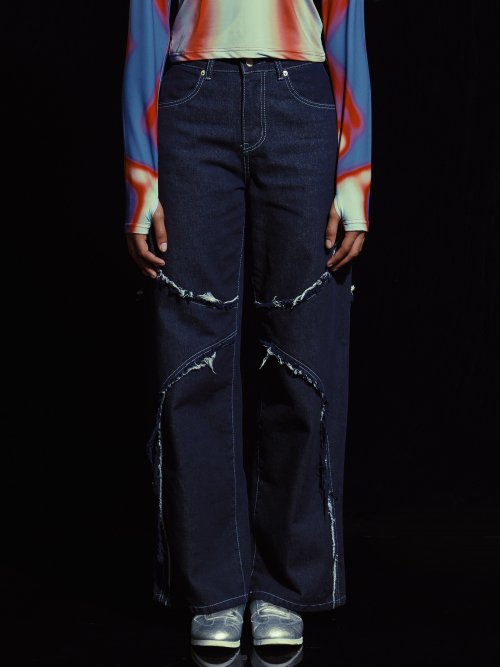 MUSINSA公式 DILETTANTISME Cut panel semi wide denim trousers