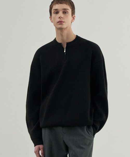 Musinsa Draw Fit Pbt Round Half Zip Pullover Knit Black